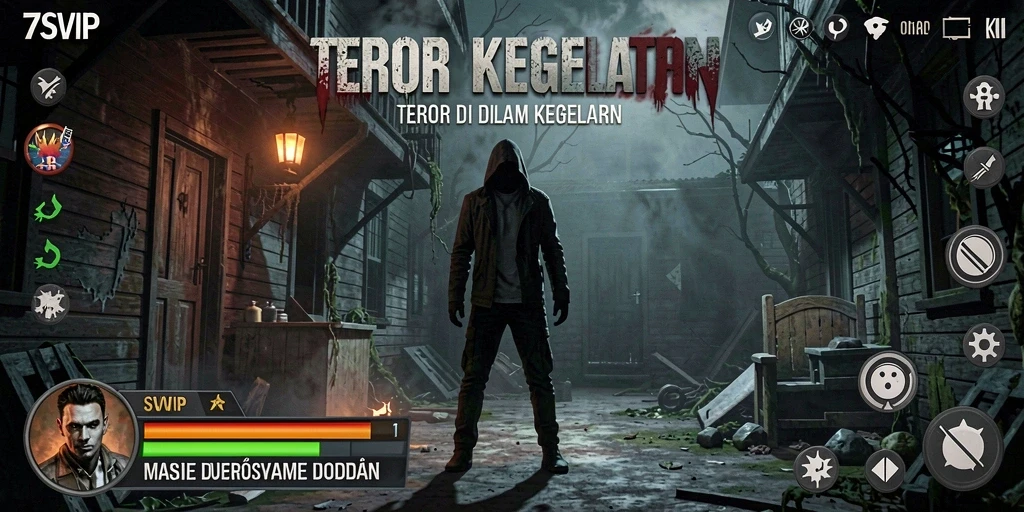Gameplay menegangkan dan atmosfer kegelapan 7SVIP yang menakutkan.