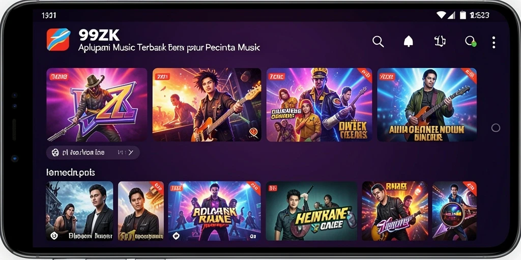 Tampilan gameplay 99ZK dengan fitur musik interaktif.