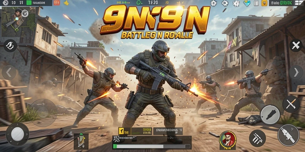 Gameplay mendebarkan dari game Battle Royale 9N9N.