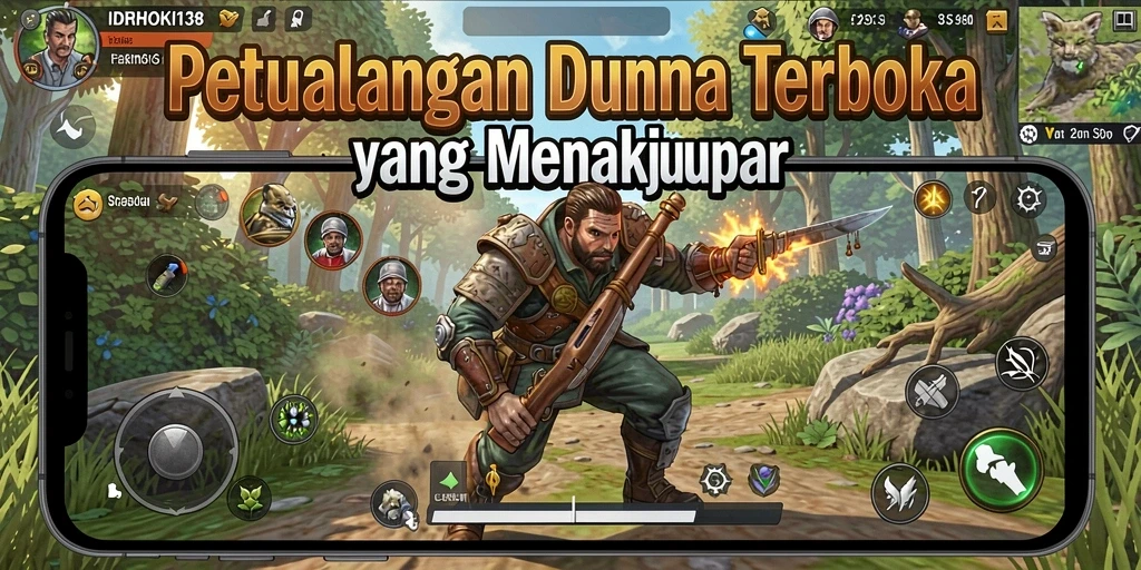 Tangkapan layar gameplay dari IDRHOKI138 menampilkan petualangan dalam dunia terbuka.