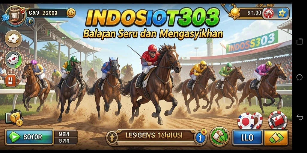 Tampilan gameplay seru dari INDOSLOT303 saat balapan di trek.
