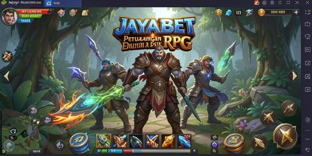 Gameplay RPG JAYABET dengan karakter yang dinamis dan pertarungan seru.