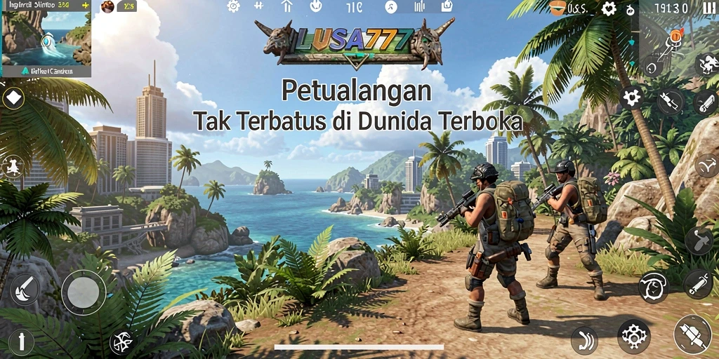 Screenshot menampilkan aksi gameplay yang mendebarkan dalam LUSA777.