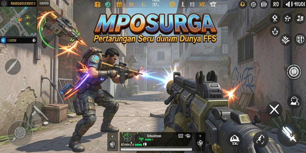 Tampilan gameplay seru dari MPOSURGA dengan aksi tembak-menembak yang intens.