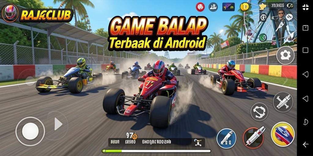 Gameplay mendebarkan dari RAJACLUB di lintasan balap yang menantang.