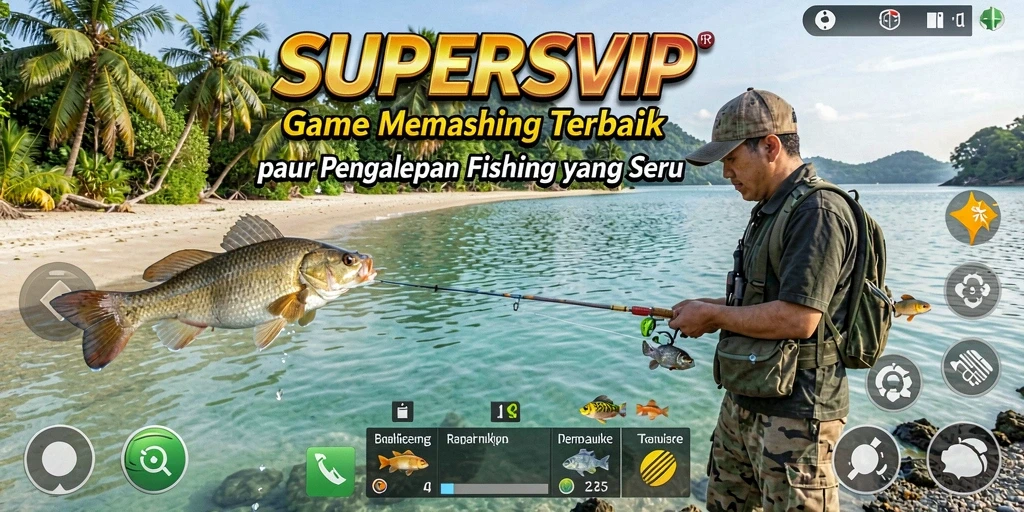 Tampilan gameplay memancing seru di SUPERSVIP dengan grafis menakjubkan.