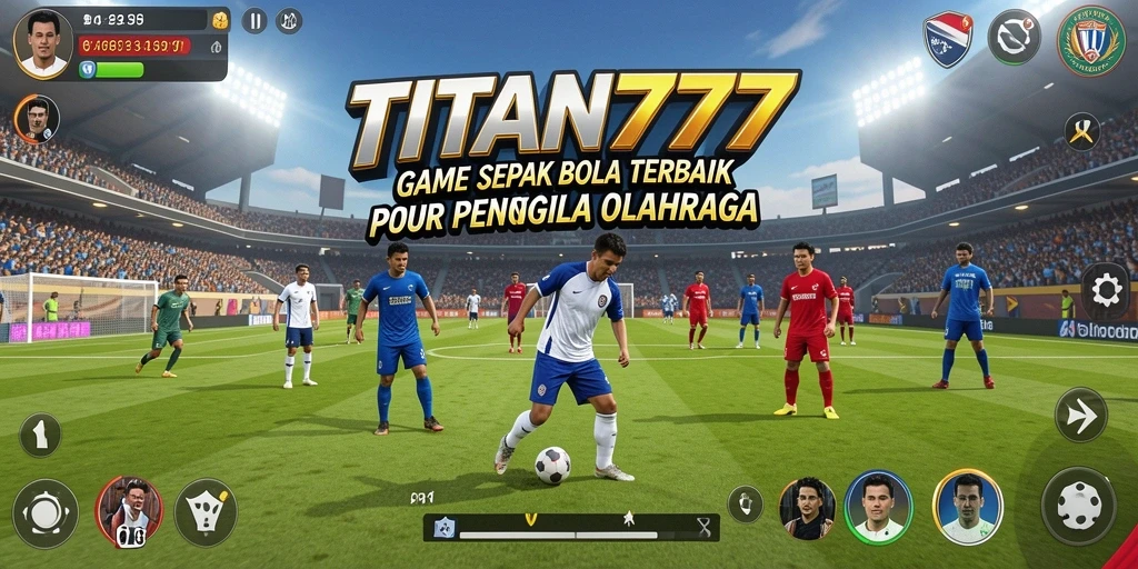 Screenshot menunjukkan aksi seru di lapangan sepak bola.