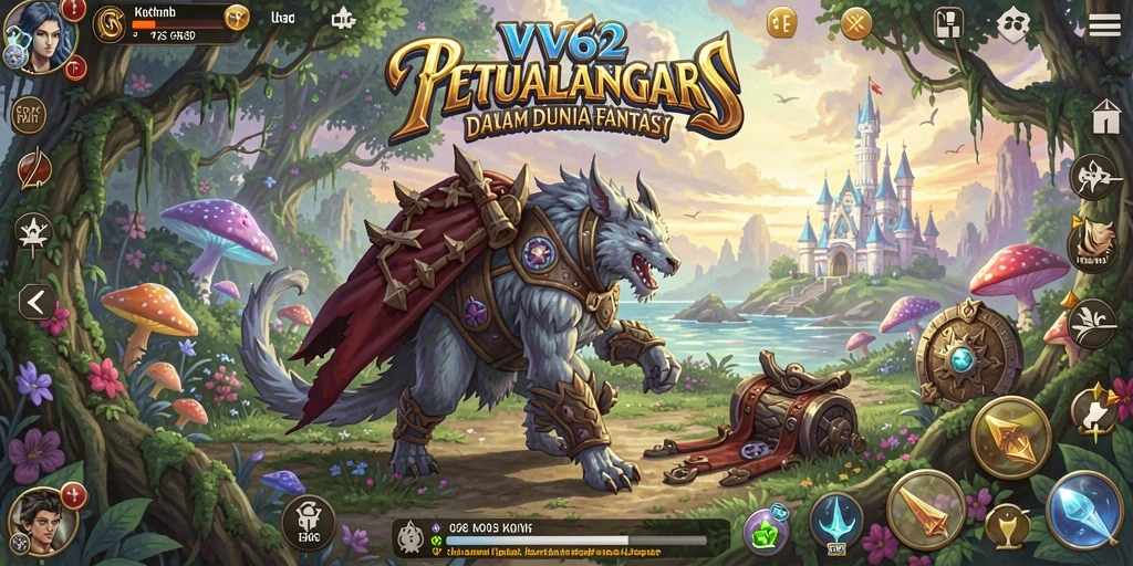 Screenshot menunjukkan karakter utama dalam pertarungan epik RPG.